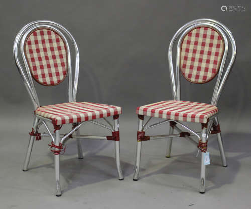A set of ten French aluminium framed café chairs, height 88c...