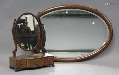 A 19th century mahogany swing frame toilet mirror, height 52...