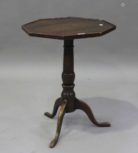 A late 18th century primitive oak octagonal occasional table...