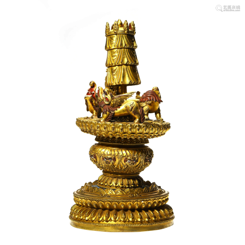 A Gilt-Bronze Mandala Statue