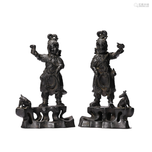 Pair of Bronze Figure Candle Holders