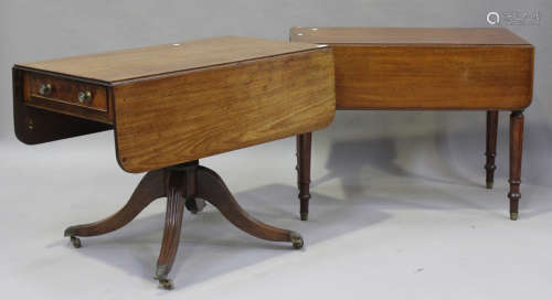 A Regency mahogany single pedestal Pembroke table, height 70...