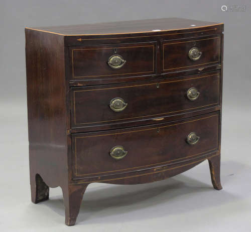 A Regency mahogany bowfront chest of oak and mahogany lined ...