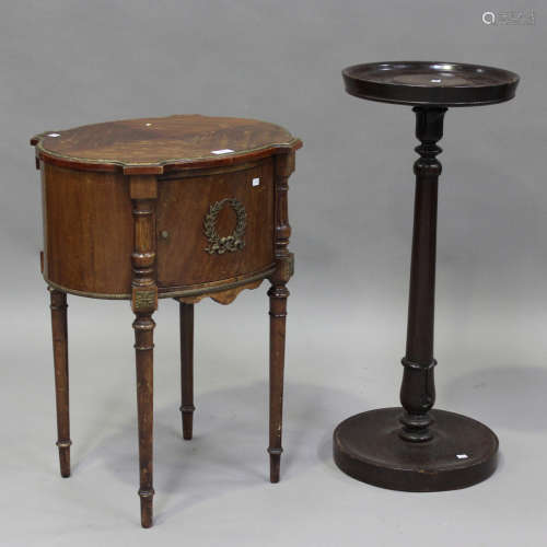 A 20th century French mahogany bedside cabinet, height 69cm,...