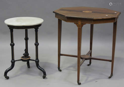 A late Victorian Aesthetic Movement marble topped occasional...