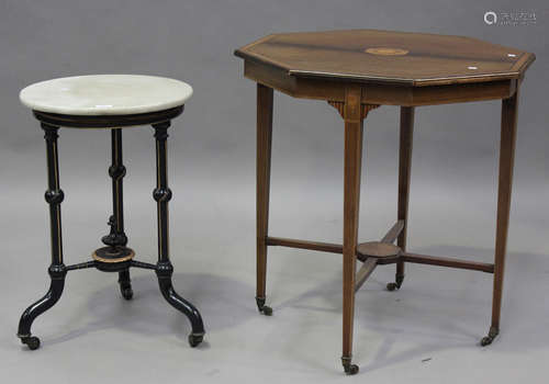 A late Victorian Aesthetic Movement marble topped occasional...