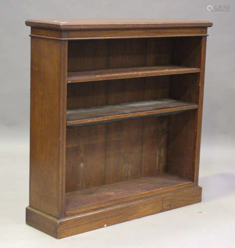 A Victorian mahogany open bookcase with adjustable shelves, ...