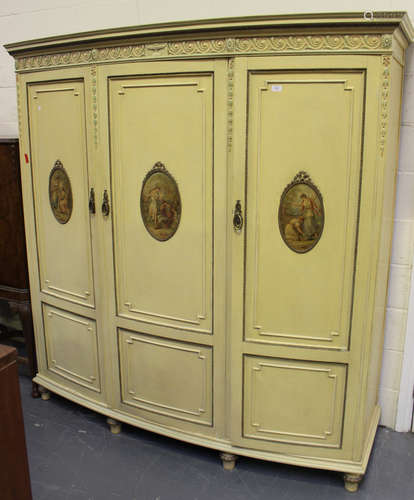 A mid-20th century Neoclassical Revival cream painted bowfro...