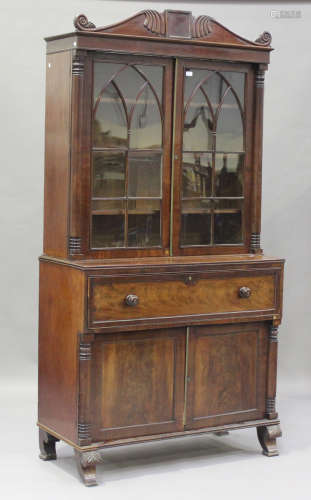An early 19th century mahogany secrétaire bookcase cabinet, ...