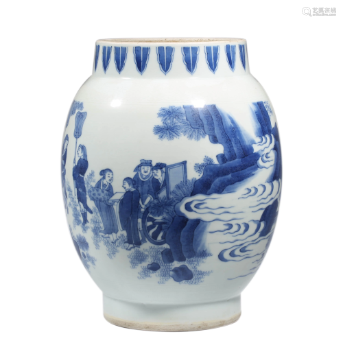Porcelain Blue and White Interlock Branches Jar