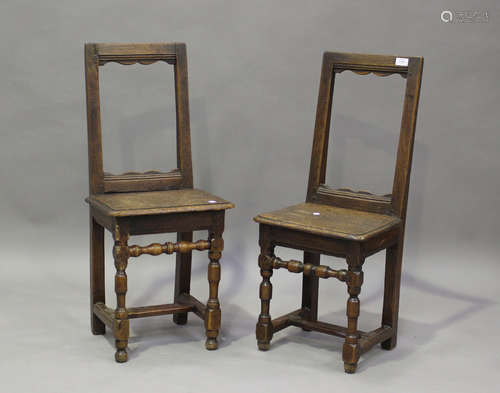 A pair of late 17th/18th century French oak children's chair...