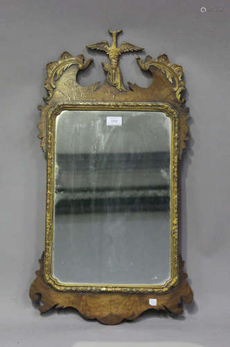 A 20th century George III style walnut and parcel gilt fretw...