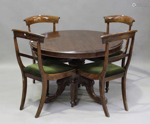 A Victorian mahogany circular breakfast table, on a turned c...