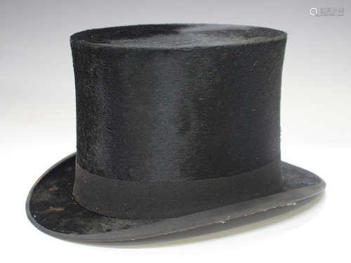 A black moleskin top hat by Percy Pickering, Derby Street, L...