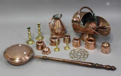 A small group of mainly late 19th century copper and brasswa...