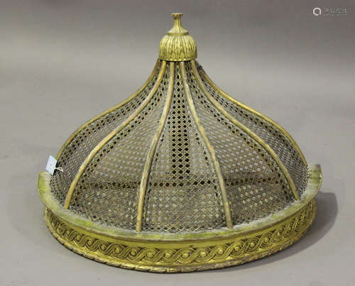 An early 20th century French giltwood and cane work canopy w...