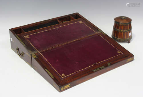 An early 19th century mahogany and gilt brass bound writing ...