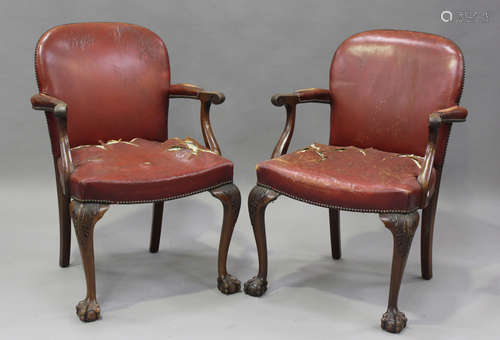 A pair of mid-20th century George III style mahogany framed ...