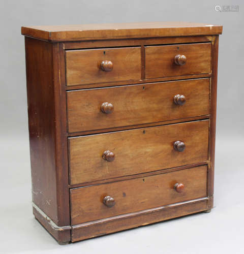 A Victorian mahogany chest of two short and three long drawe...