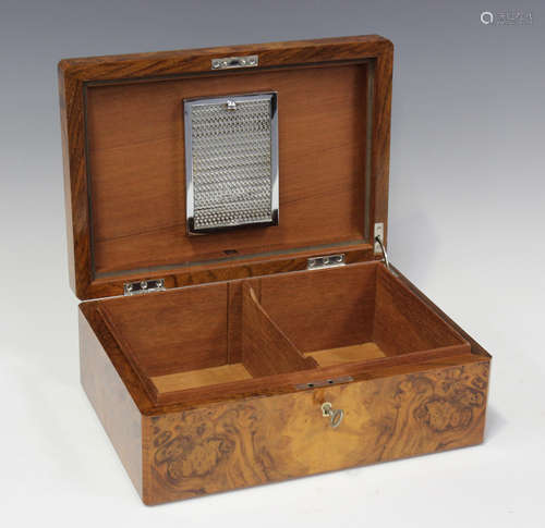 A 20th century burr walnut cigar humidor by Dunhill of Londo...