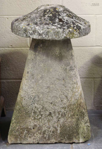 A 19th century Yorkshire staddle stone, height 84cm, diamete...