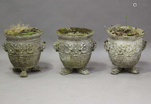 A set of three 20th century cast composition stone garden ur...