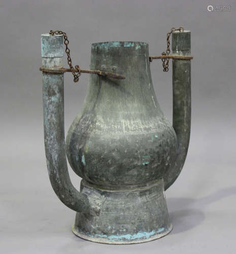 A rare 18th century French patinated copper bath water heate...