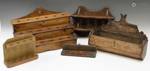 A 19th century softwood spoon rack of stepped form, width 38...