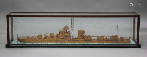 A large well-detailed mid-20th century matchstick model of H...