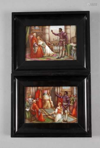 Zwei Porzellanbildplatten mit Szenen aus Shakespeares Othell...