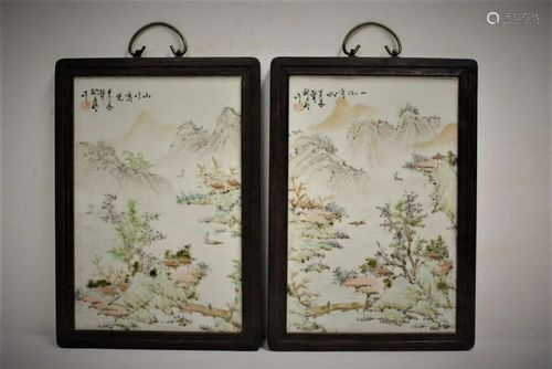 Pair Chinese late Qing/Republic qianjiangcai porcelain