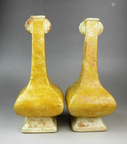 Pair Chinese Liao/Jin style yellow glazed porcelain