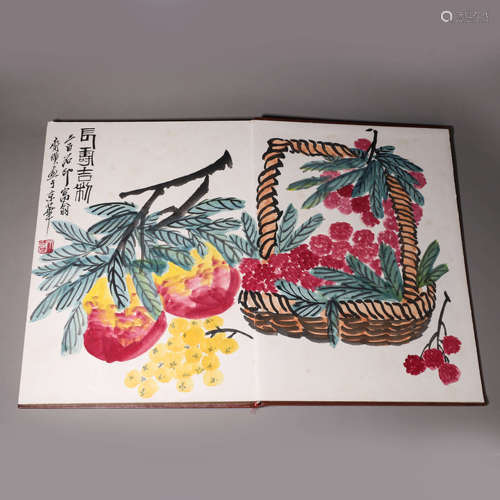 A Chinese fruit painting, Qi baishi mark