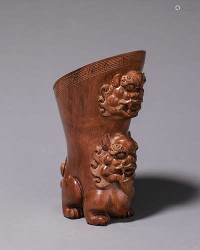 A carved fragrant rosewood cup