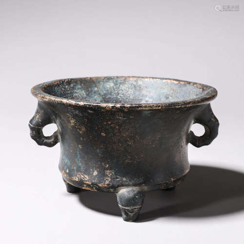 A double-eared copper censer