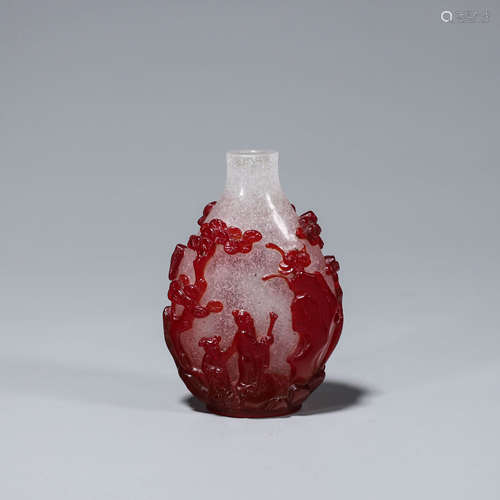 A pearl ground red glass snuff bottle