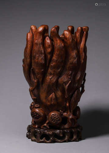 A bamboo carved buddha hand ornament