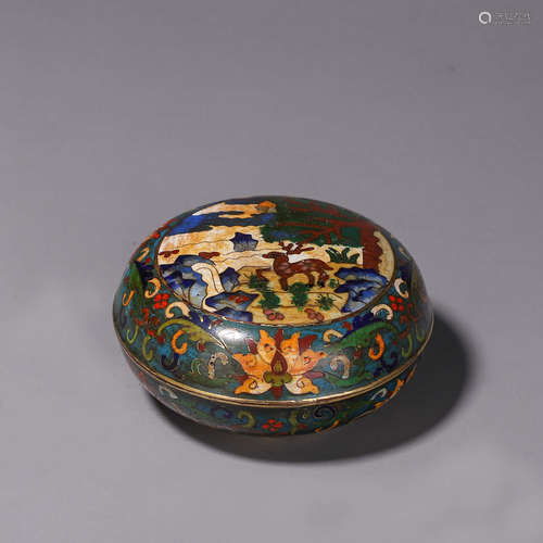 A deer patterned cloisonne box