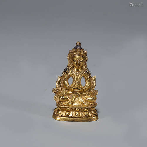 A gilding copper Amitabha statuette