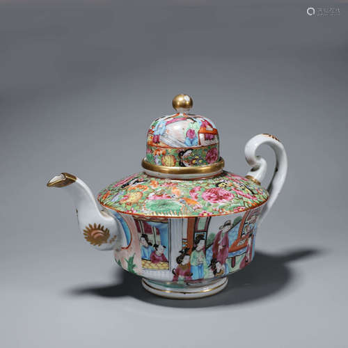 A multicolored figure porcelain teapot