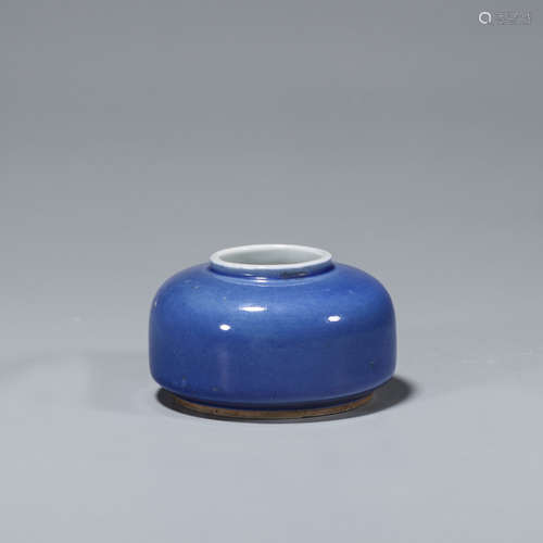 A blue glazed porcelain water pot