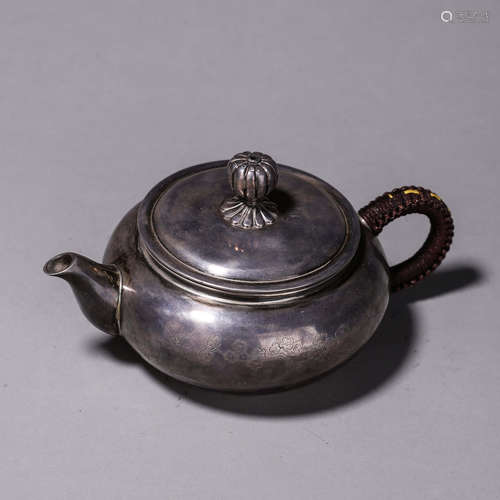 A plum blossom silver pot