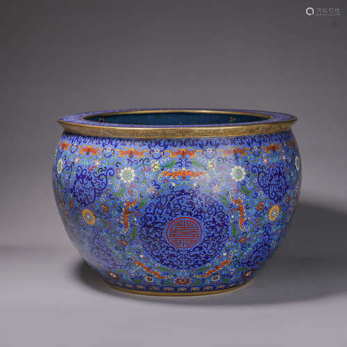 A bat patterned cloisonne vat