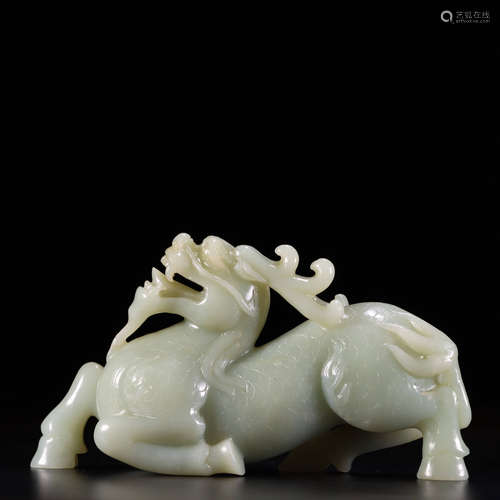 A Hetian jade qilin ornament