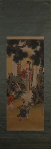 A Chinese figure painting, Jiao Bingzhen mark