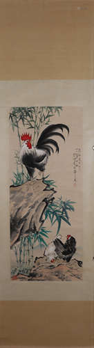 A Chinese rooster painting, Xu Beihong mark