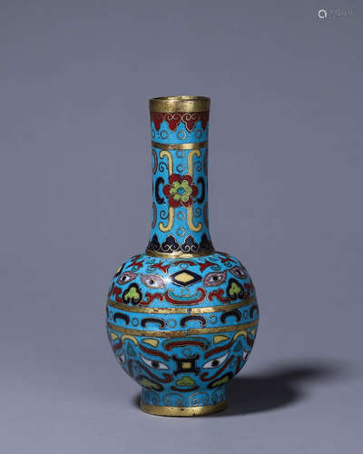 A beast face patterned cloisonne vase