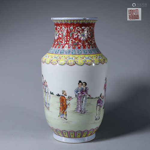 A famille rose figure porcelain vase