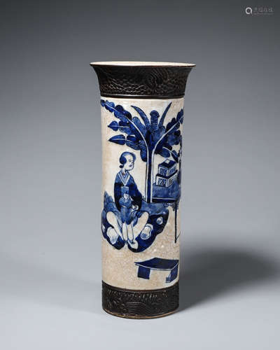 A blue and white figure porcelain arrow tube