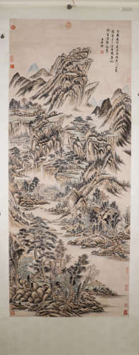 A Chinese landscape painting, Wang Yuanqi mark